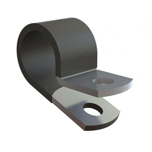 NE12  Essentra  電纜固定件  	 纜線 線夾，P 型 黑色，銀色 緊固件 0.750（19.05mm）